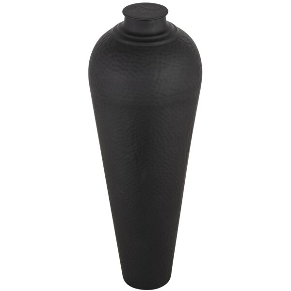 matt black large hammered vase with lid