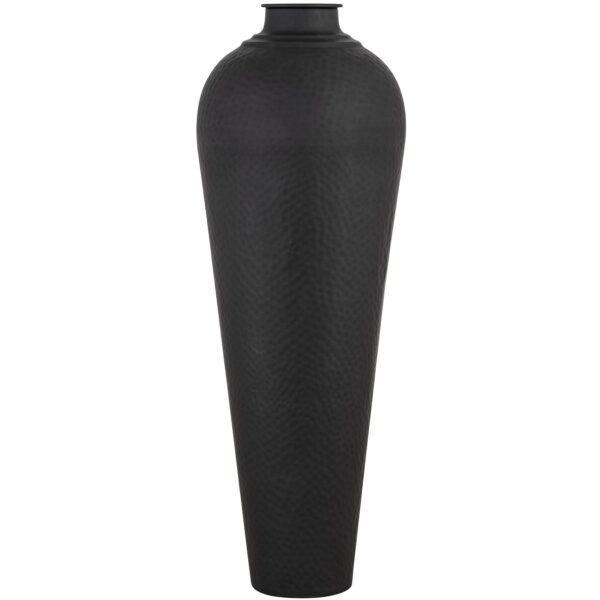 matt black large hammered vase with lid