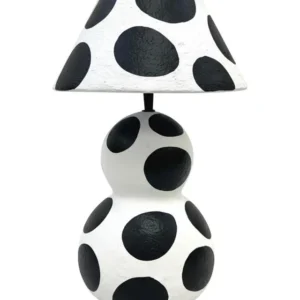 carta black and white polka dot papier mache table lamp