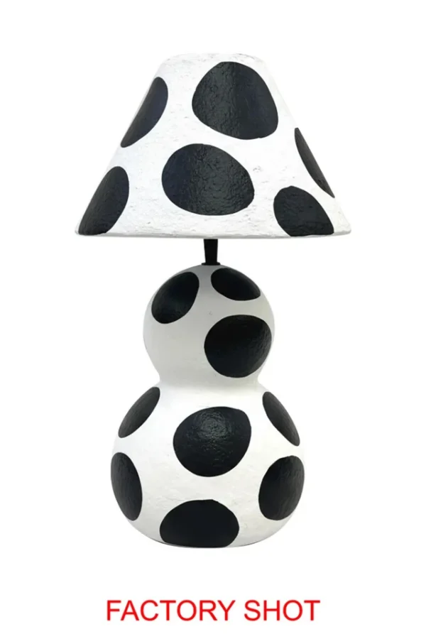 carta black and white polka dot papier mache table lamp