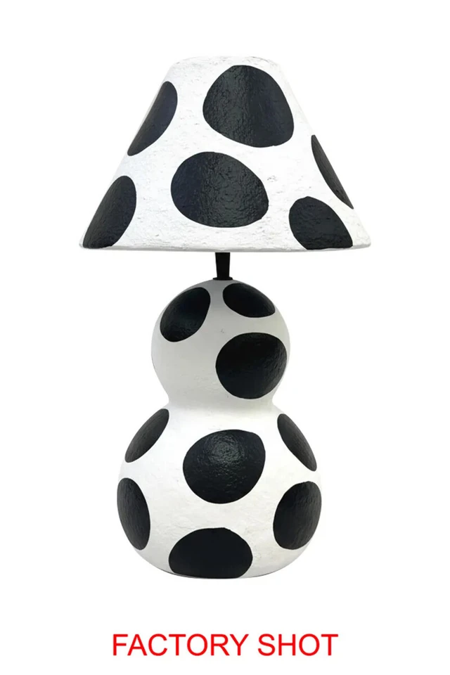 carta black and white polka dot papier mache table lamp