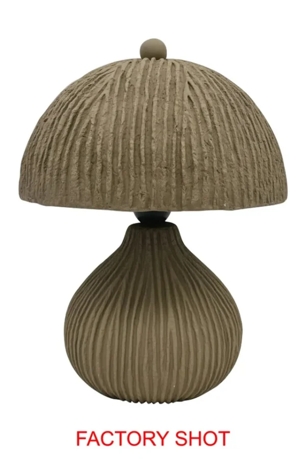 carta taupe etched linear design papier mache domed table lamp