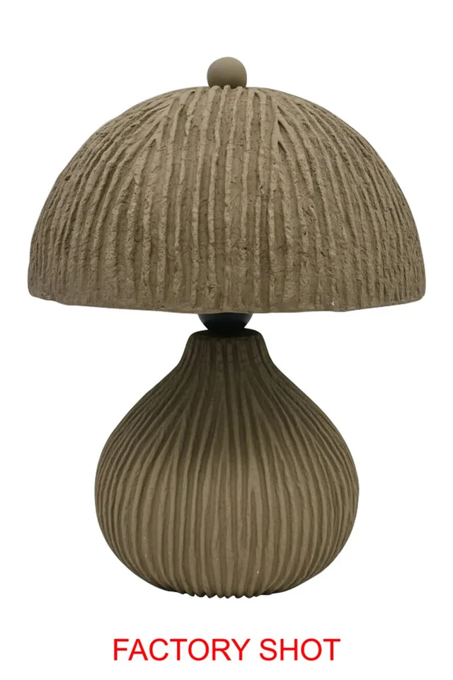 carta taupe etched linear design papier mache domed table lamp