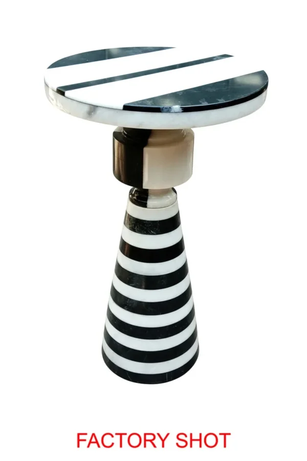 zoro black and white stripe side table