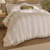 birdie stripe ruffle duvet cover set oat/milk