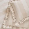 birdie stripe ruffle duvet cover set oat/milk