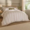 birdie stripe ruffle duvet cover set oat/milk