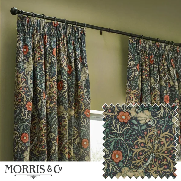 seaweed fully lined velvet pencil pleat curtains indigo seaweed fully lined velvet pencil pleat curtains indigo