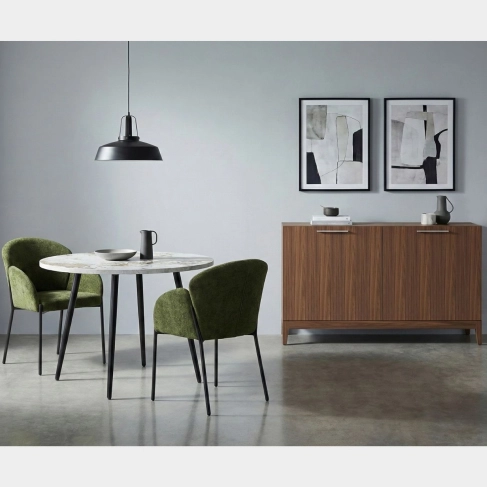 horizon round dining table marble effect